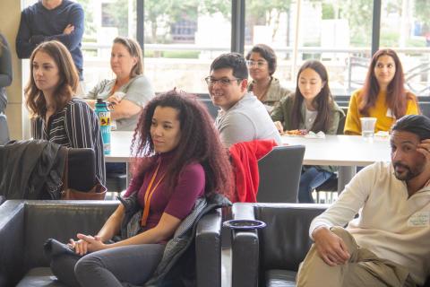 Students sit and listen to speaker