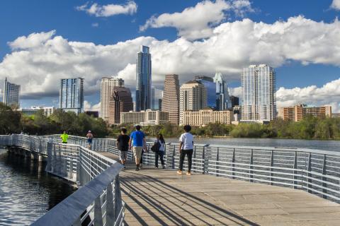 Austin skyline and walking trail