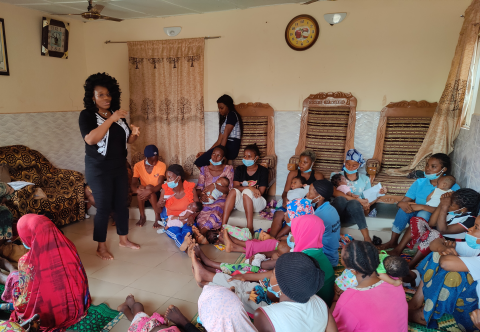 Mercy Sosanya meeting with mothers.