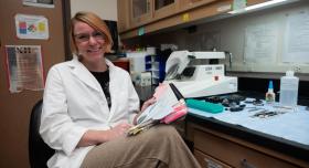 Emily N. Hilz, Ph.D. in lab