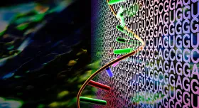 A computer-generated representation of DNA.