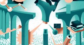 A graphic depicts a disembodied hand building a bridge brick by brick.