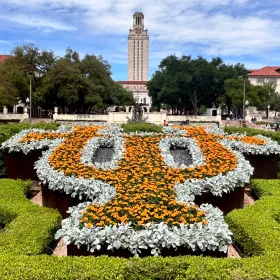 Tower building with flowers