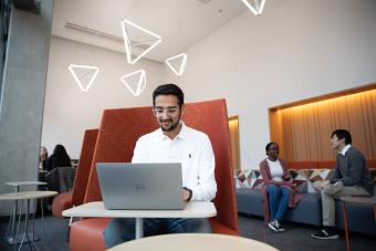 Student working on laptop