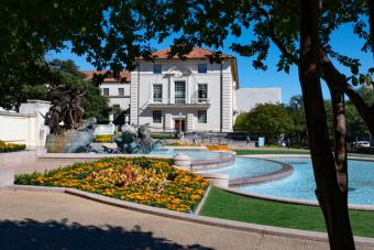 Littlefield fountain and flowers