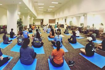 Students doing yoga