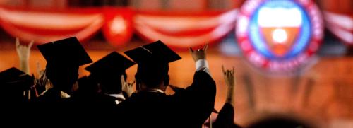 Outline of students in regalia