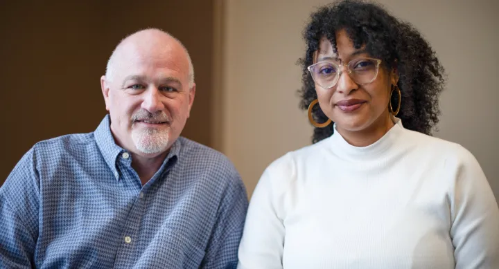 Professor Randy Cox and doctoral student Eva Margarita