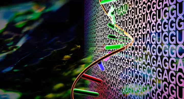A computer-generated representation of DNA.