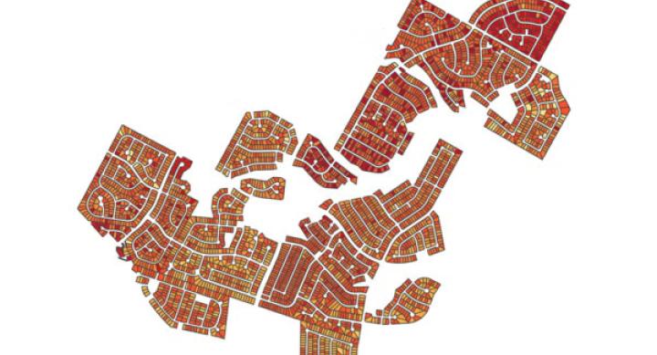 A drawn map of a city.