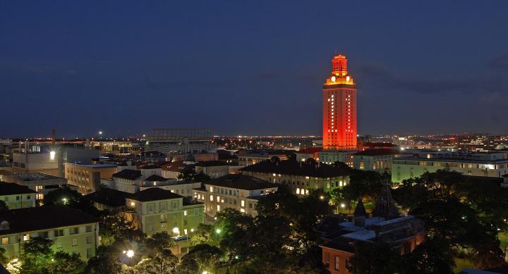 Image of UT Tower Lit with No. 1